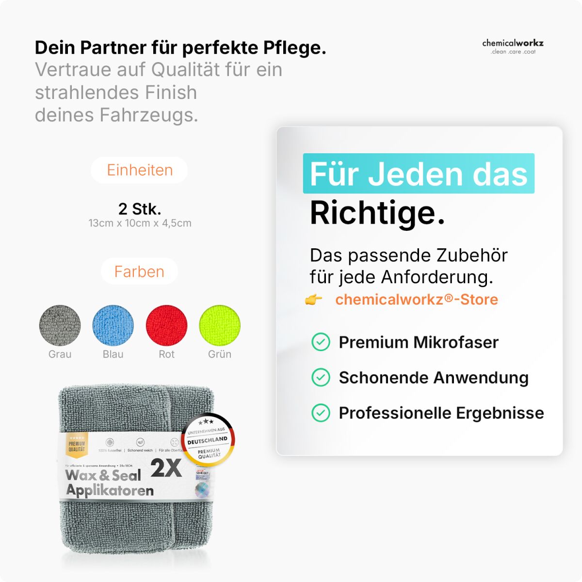 chemicalworkz Microfiber Waxing/Sealant Applicator Grau 2Stk. Bild 4