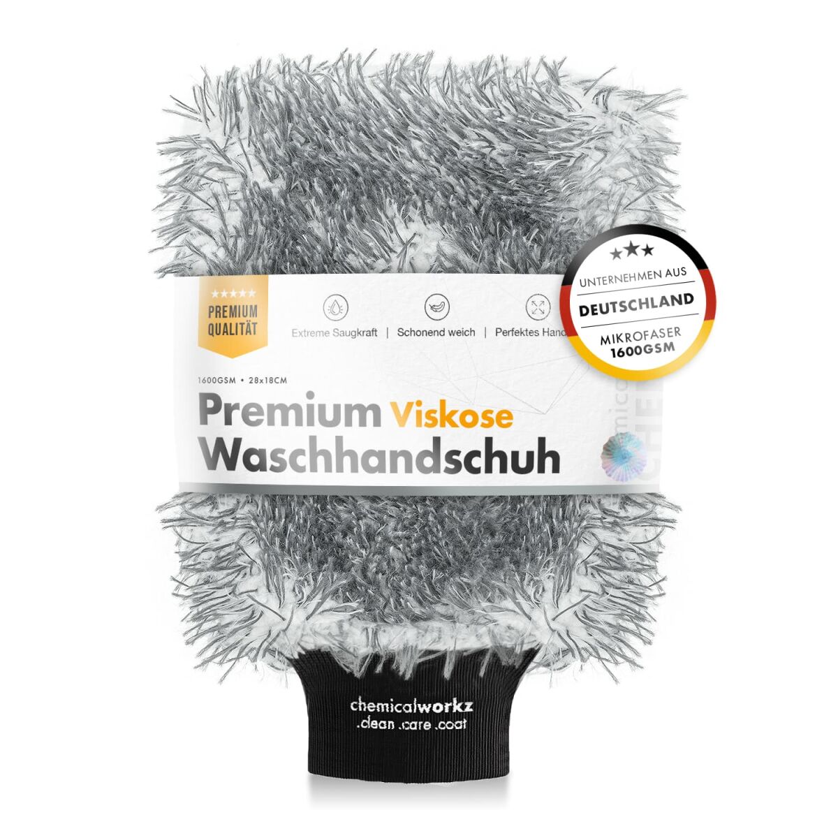 chemicalworkz Viskose Wash Mitt 1400GSM Grau 28×18×5cm