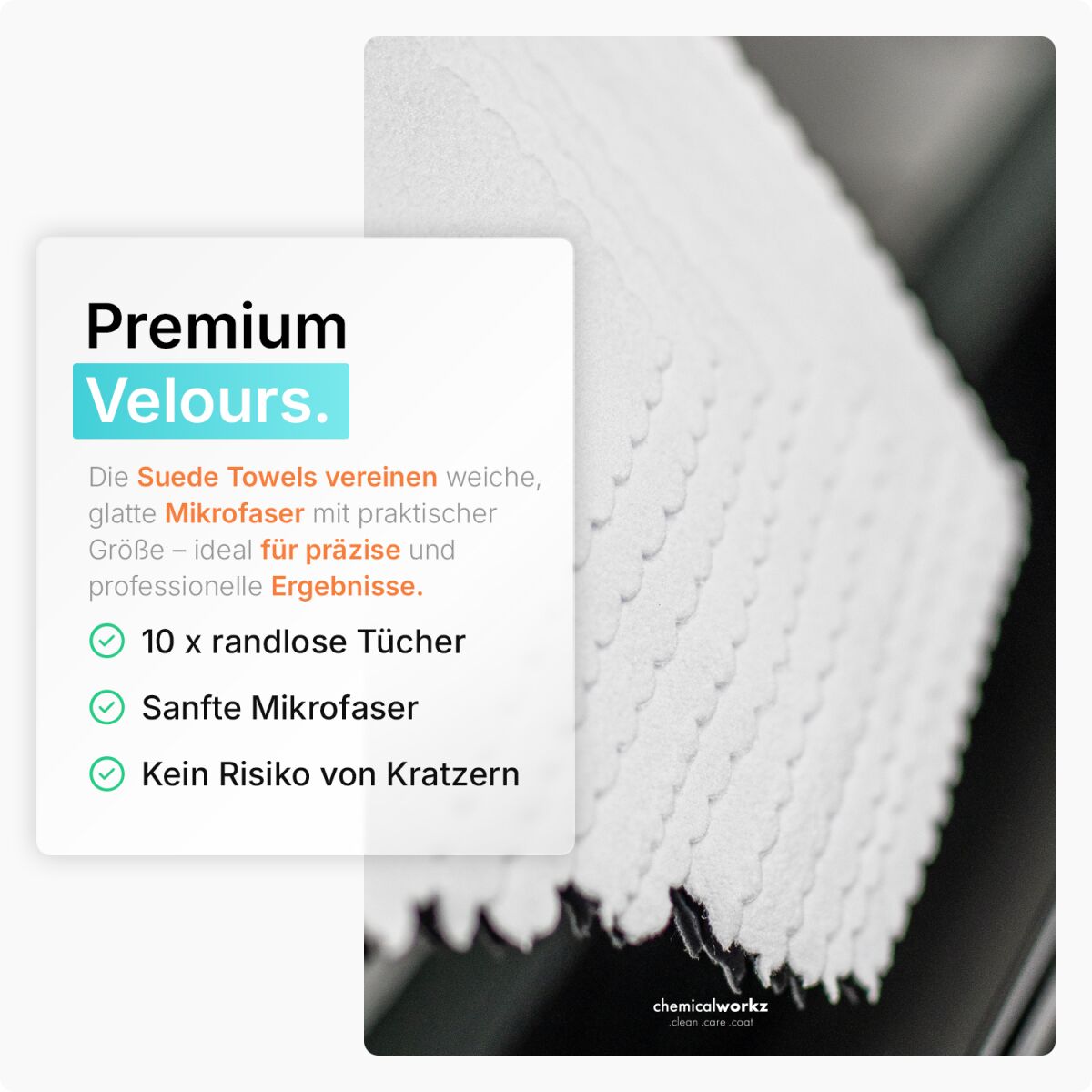 chemicalworkz Suede Towel Pack Weiß Verlourstücher 10×10cm 10Stk. Bild 1