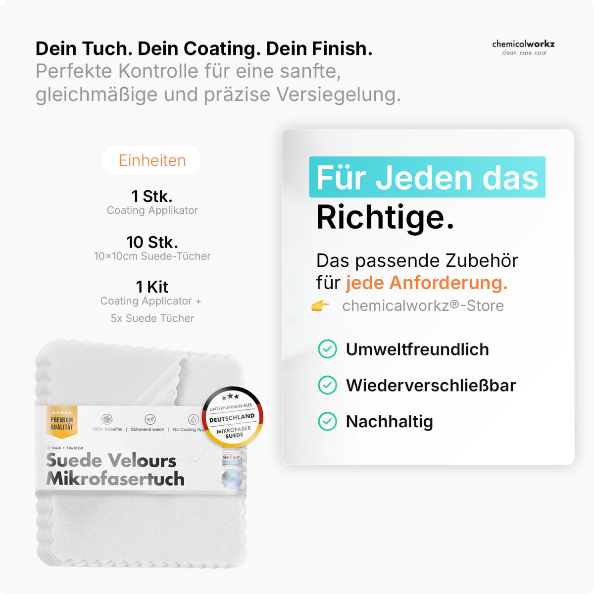 chemicalworkz Suede Towel Pack Weiß Verlourstücher 10×10cm 10Stk. Bild 4