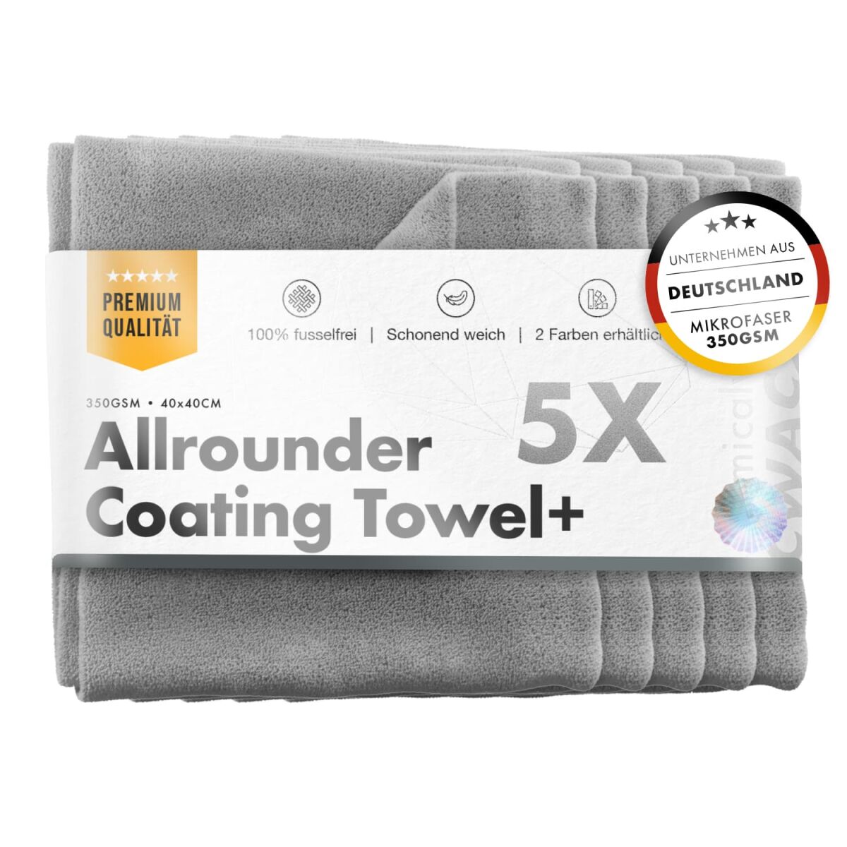 chemicalworkz Allrounder Coating Towel 350GSM Grau Versiegelungstuch 40×40cm 5Stk.