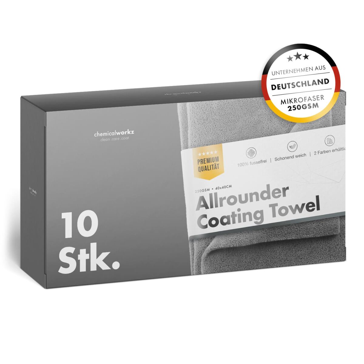 chemicalworkz Allrounder Coating Towel 250GSM Grau Versiegelungstuch 40×40cm 10Stk.