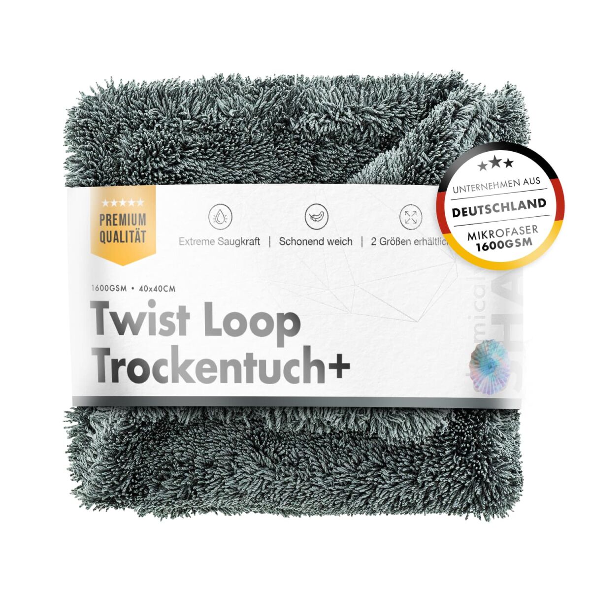 chemicalworkz Premium Twisted Towel 1600GSM Grau Trockentuch 40x40cm
