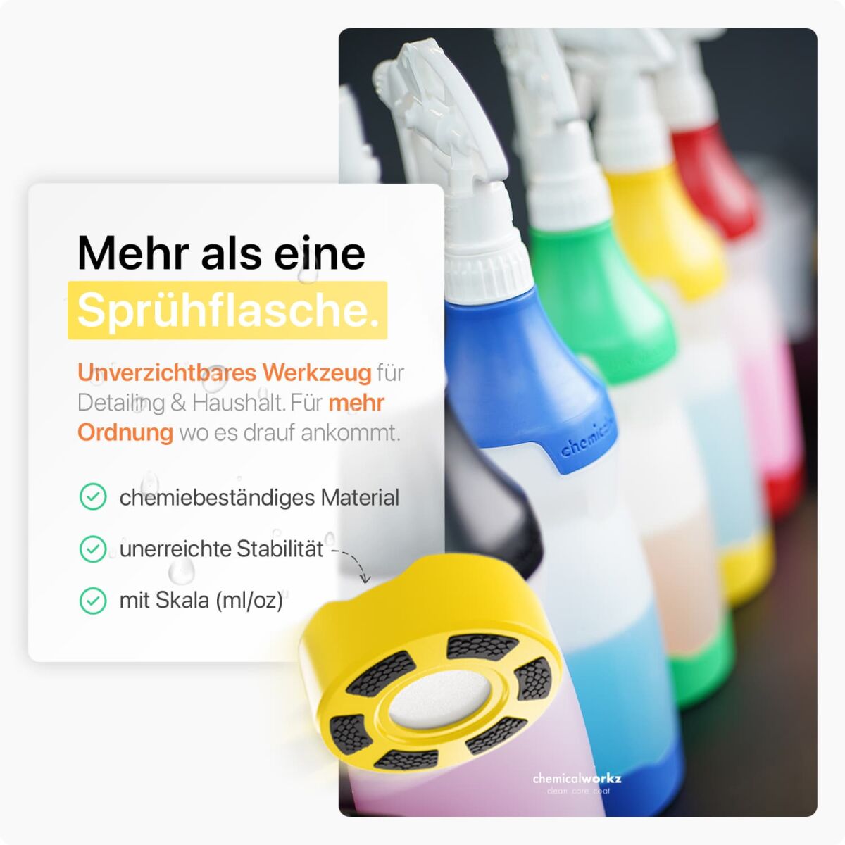 chemicalworkz Sprühflasche Gelb mit Premium Trigger 750ml Bild 1
