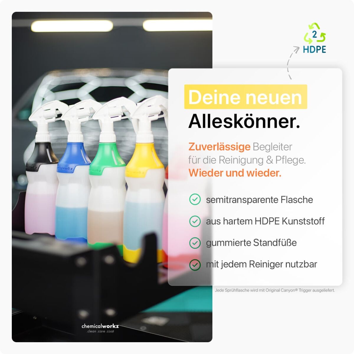 chemicalworkz Sprühflasche Gelb mit Premium Trigger 750ml Bild 2