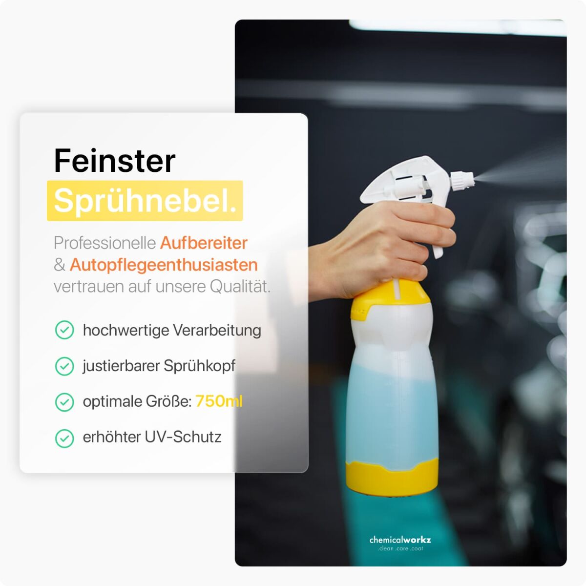 chemicalworkz Sprühflasche Gelb mit Premium Trigger 750ml Bild 3