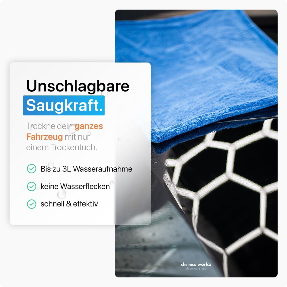 chemicalworkz Shark Twisted Loop Towel 1400GSM Blau Trockentuch 40x40cm Bild 1