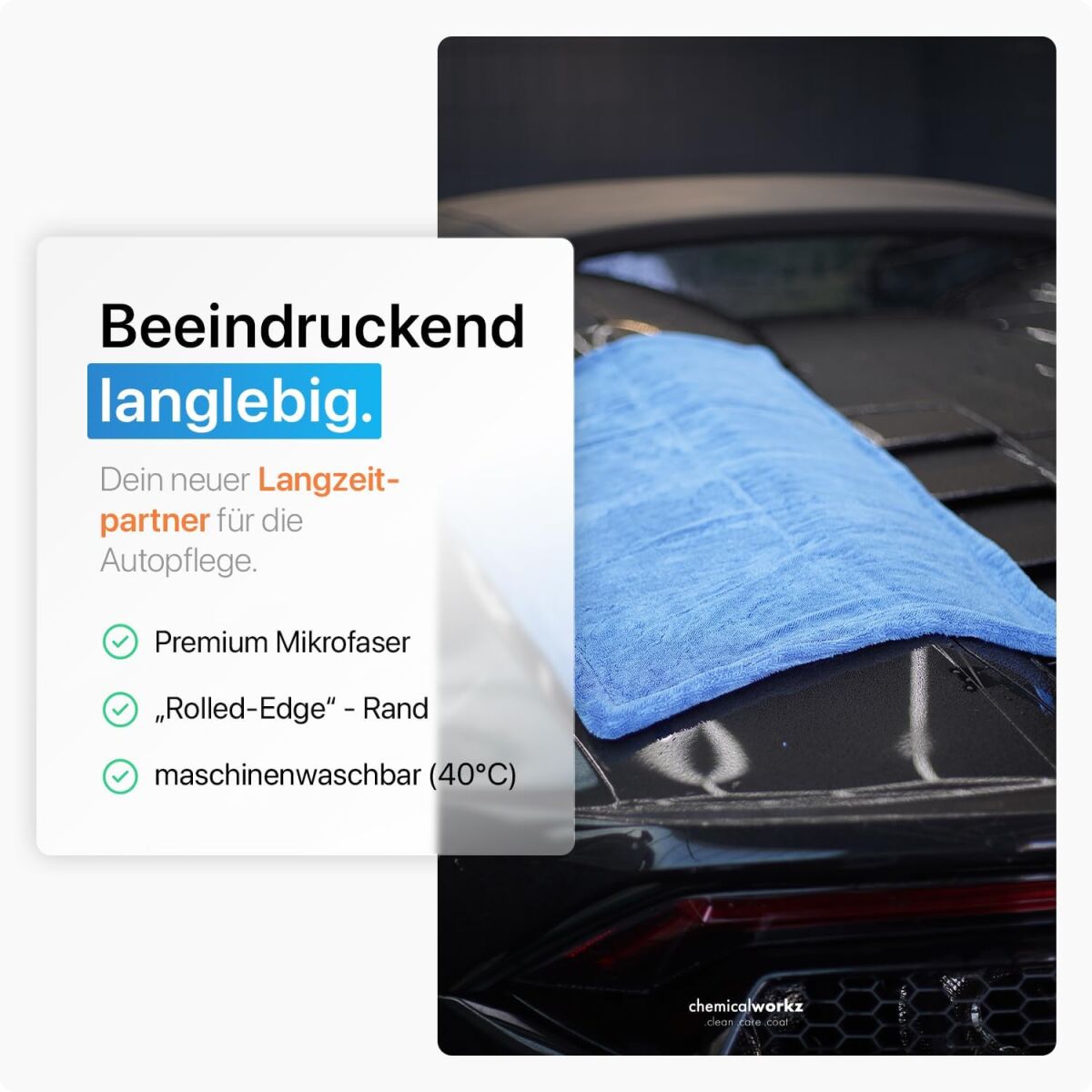 chemicalworkz Shark Twisted Loop Towel 1400GSM Blau Trockentuch 40x40cm Bild 3