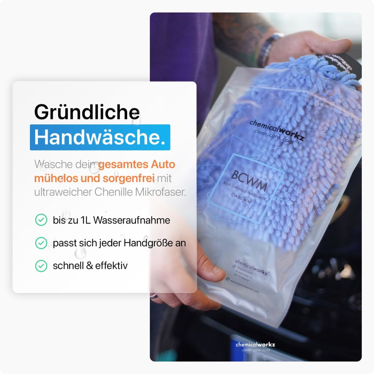 chemicalworkz Chenille Wash Mitt Blau Bild 1