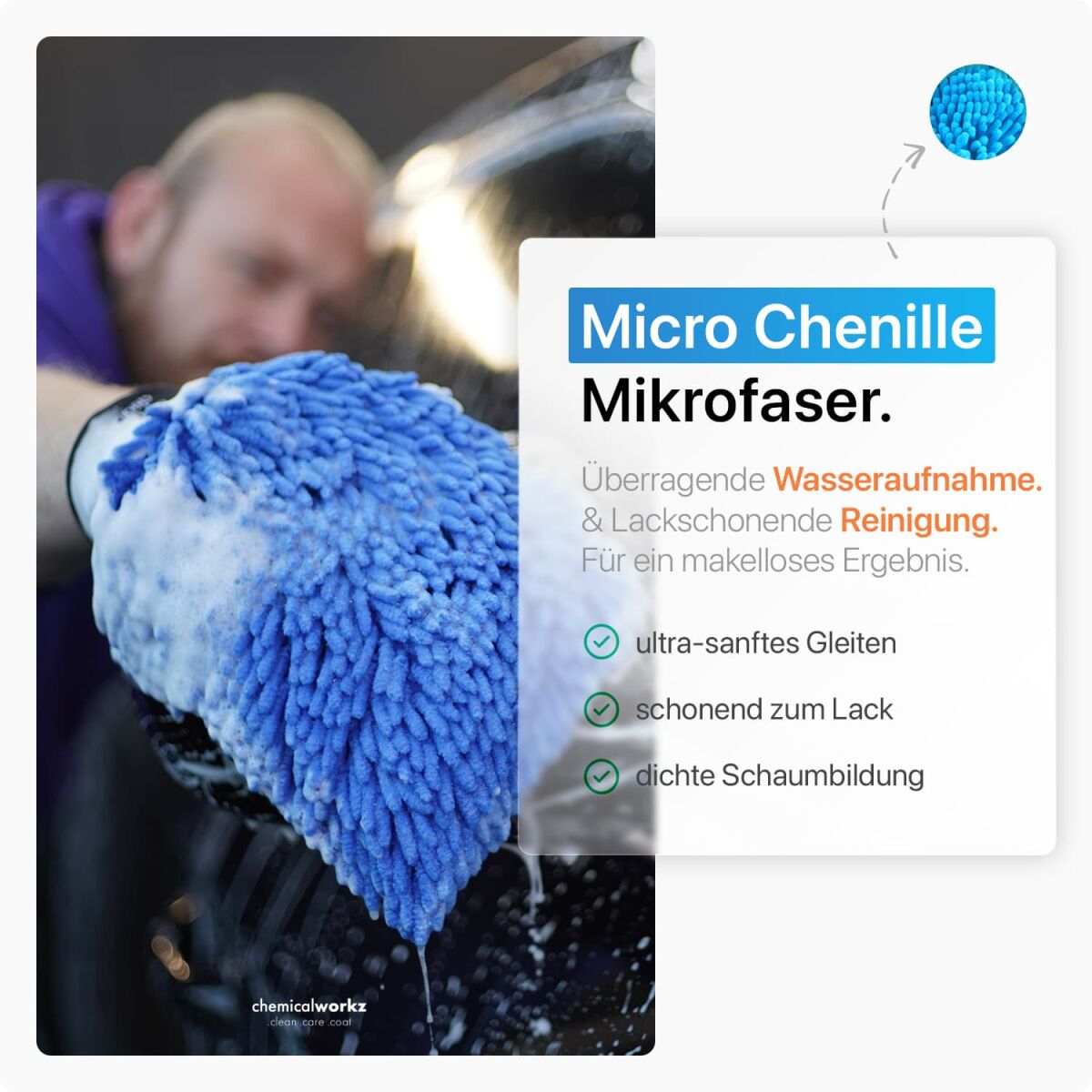 chemicalworkz Chenille Wash Mitt Blau Bild 2