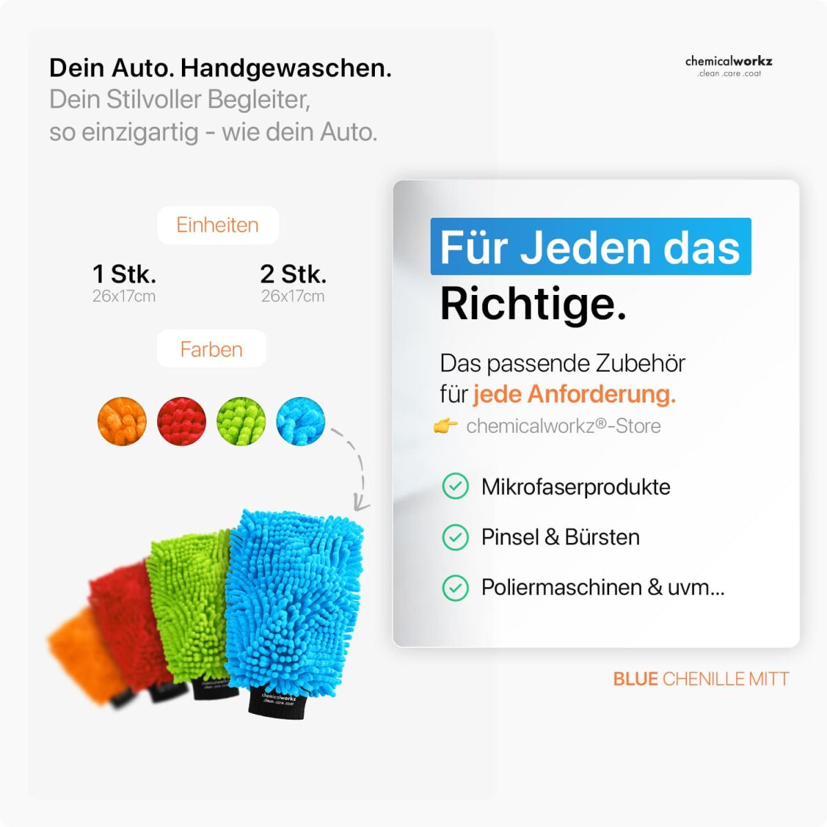 chemicalworkz Chenille Wash Mitt Blau Bild 4