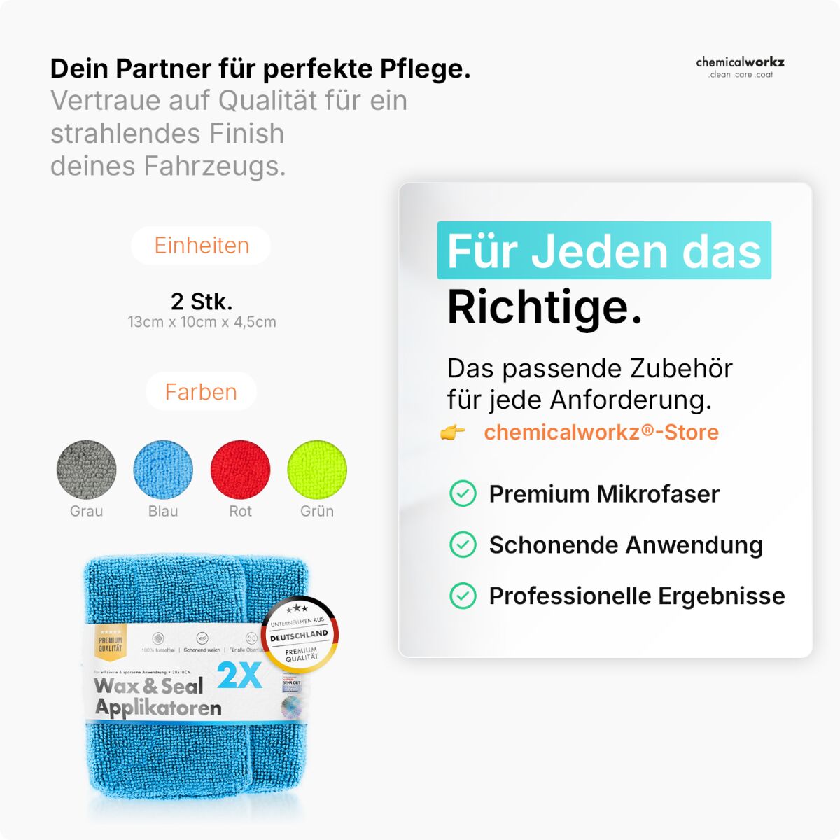 chemicalworkz Microfiber Waxing/Sealant Applicator Blau 2Stk. Bild 4