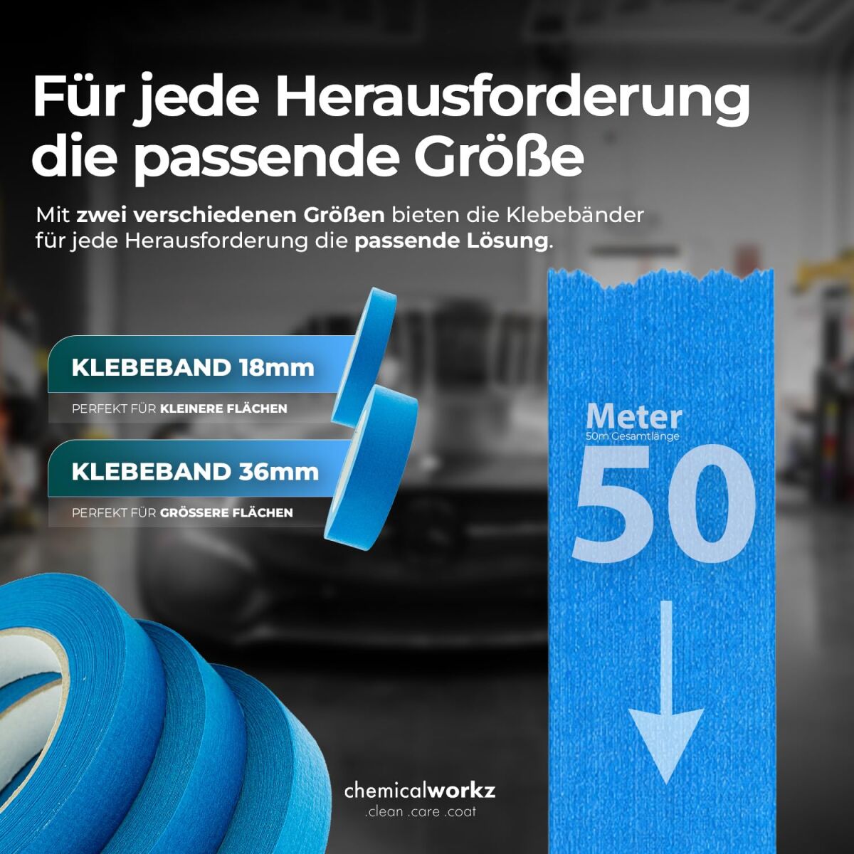 chemicalworkz Masking Tape Klebeband Blau 18mm 1Stk. Bild 3