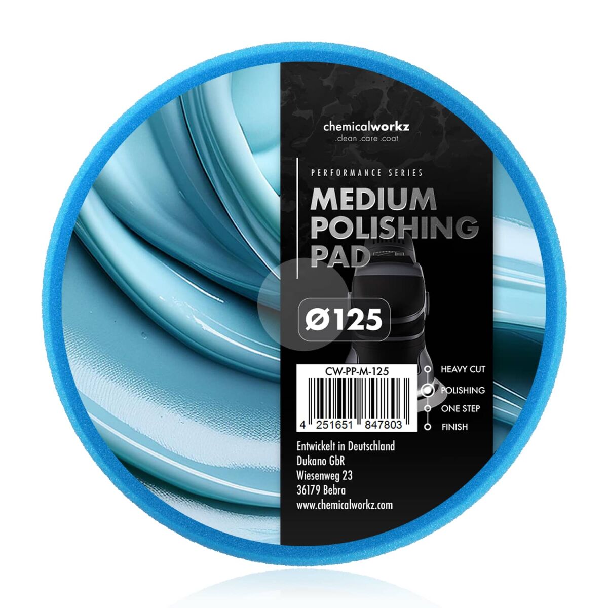 chemicalworkz Medium Polishing Performance Pad 125mm blau