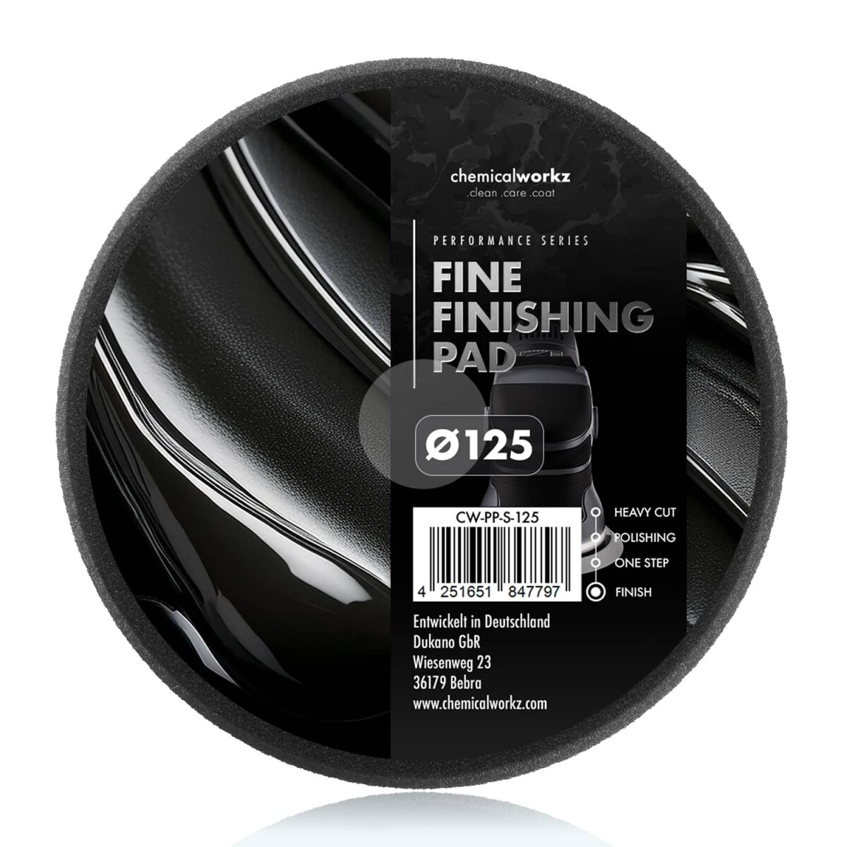 chemicalworkz Fine Finishing Performance Pad 125mm schwarz