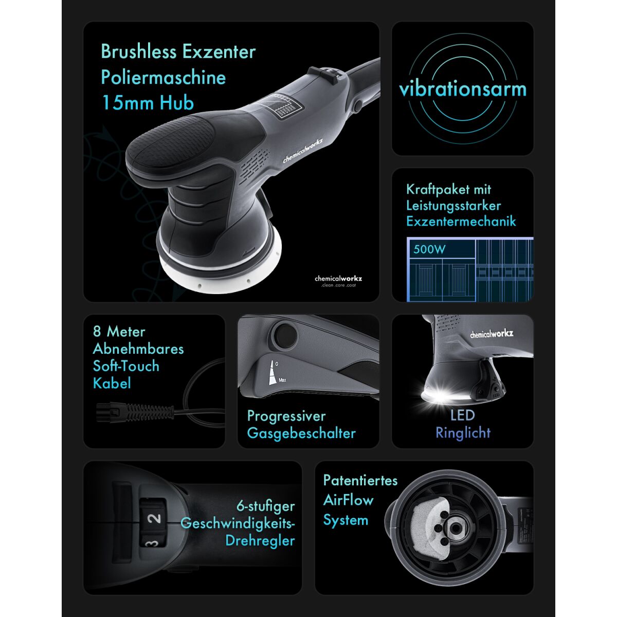 chemicalworkz DA15 Pro Brushless Exzenter Poliermaschine Bild 1