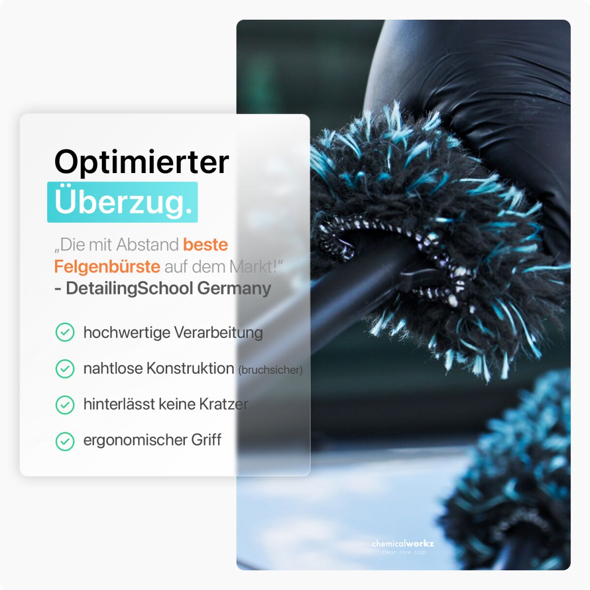 chemicalworkz Flat Wheel Brush Cover Dark Mikrofaser Wechselbezug Bild 3