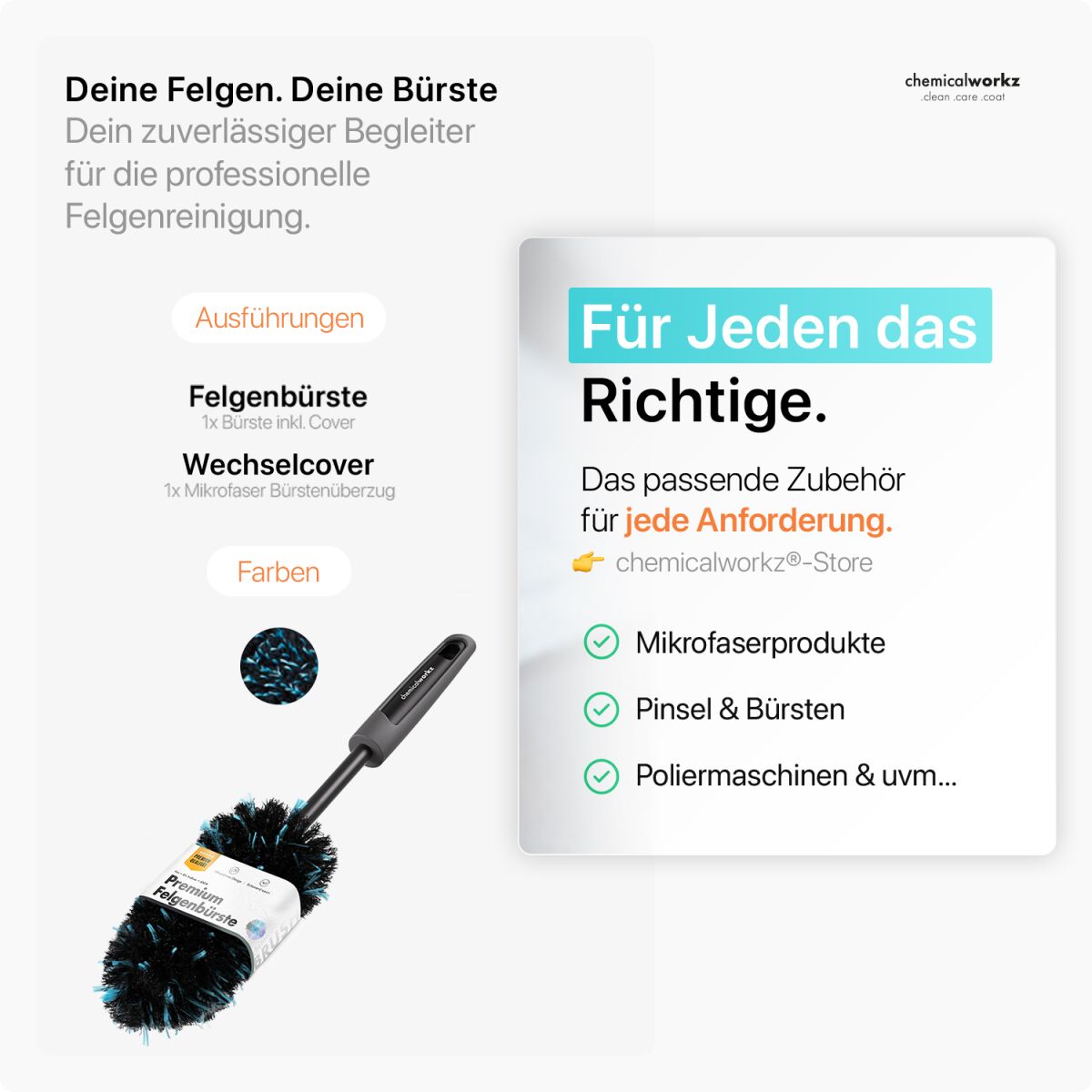 chemicalworkz Flat Wheel Brush Mikrofaser Felgenbürste Bild 4
