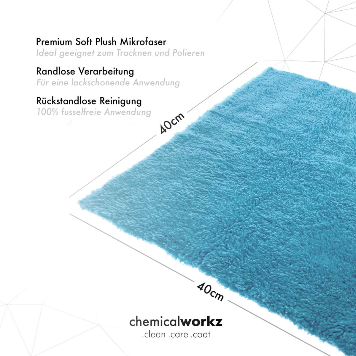 chemicalworkz Edgeless Soft Touch Towel 500GSM Blau Poliertuch 40×40cm Bild 1
